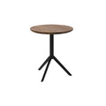 "Modern Round Wooden Table with Black Tripod Base"