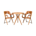"Modern Wooden Bistro Set: Two Chairs and Round Table"