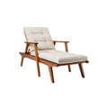 "Modern Wooden Lounge Chair with Cream Cushions"