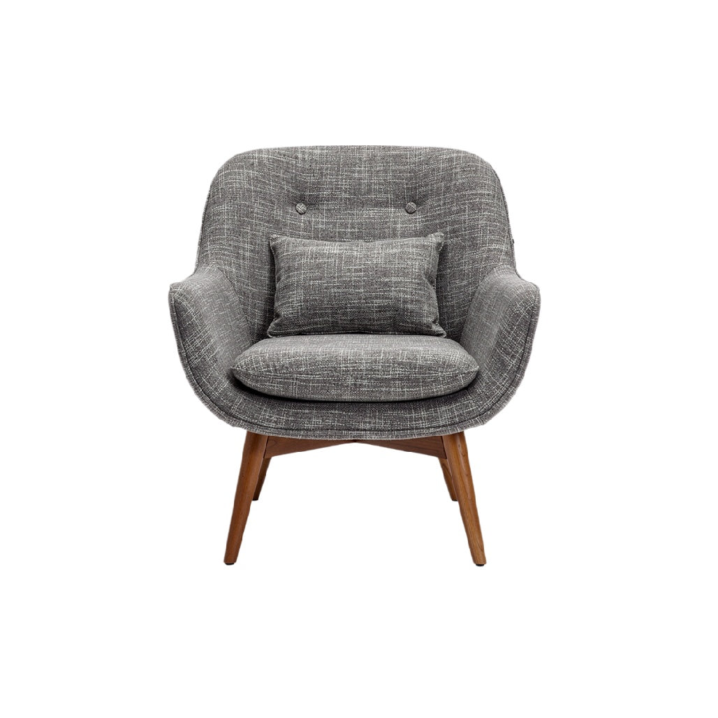 Cozy Gray Accent Chair with Cushion and Wooden Legs