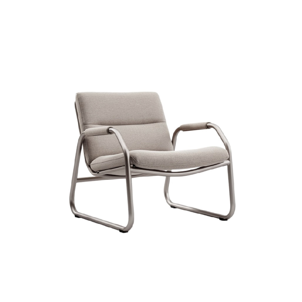 "Modern Minimalist Lounge Chair with Metal Frame"