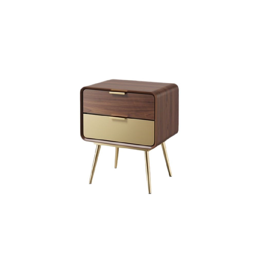 Modern Wooden Nightstand with Gold Accents