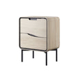Modern Wood and Metal Nightstand with Two Drawers